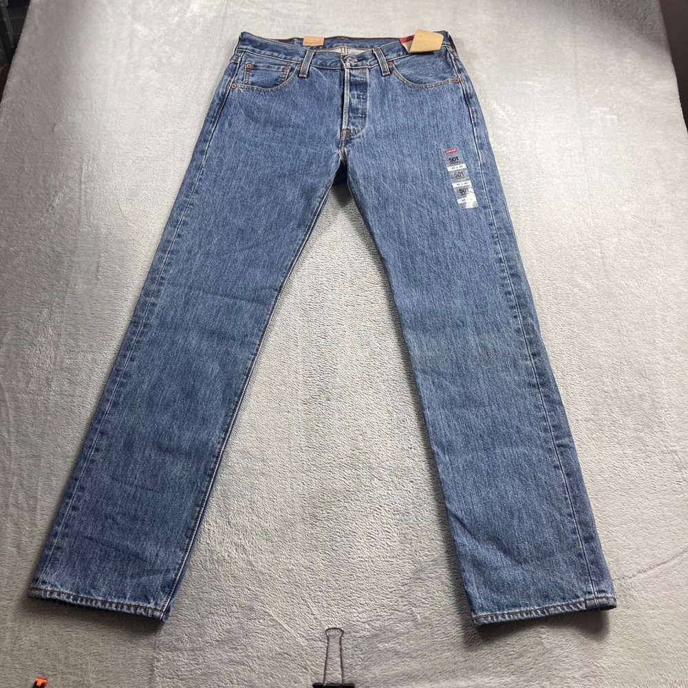 Levis 501 Mens Original Fit Straight Leg Blue Denim Jeans 30x30 NWT